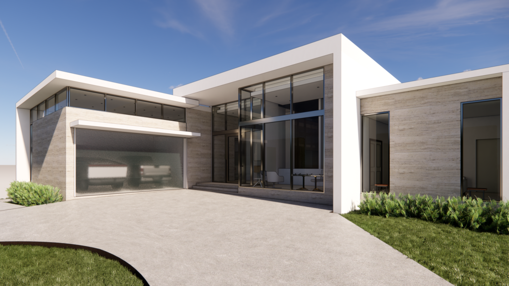 M2 Residence Biscayne Park Enscape 3D Front Porch to Garage